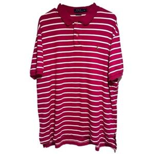 Polo by Ralph Lauren Prima Soft Touch Pink and White Striped Polo Shirt
